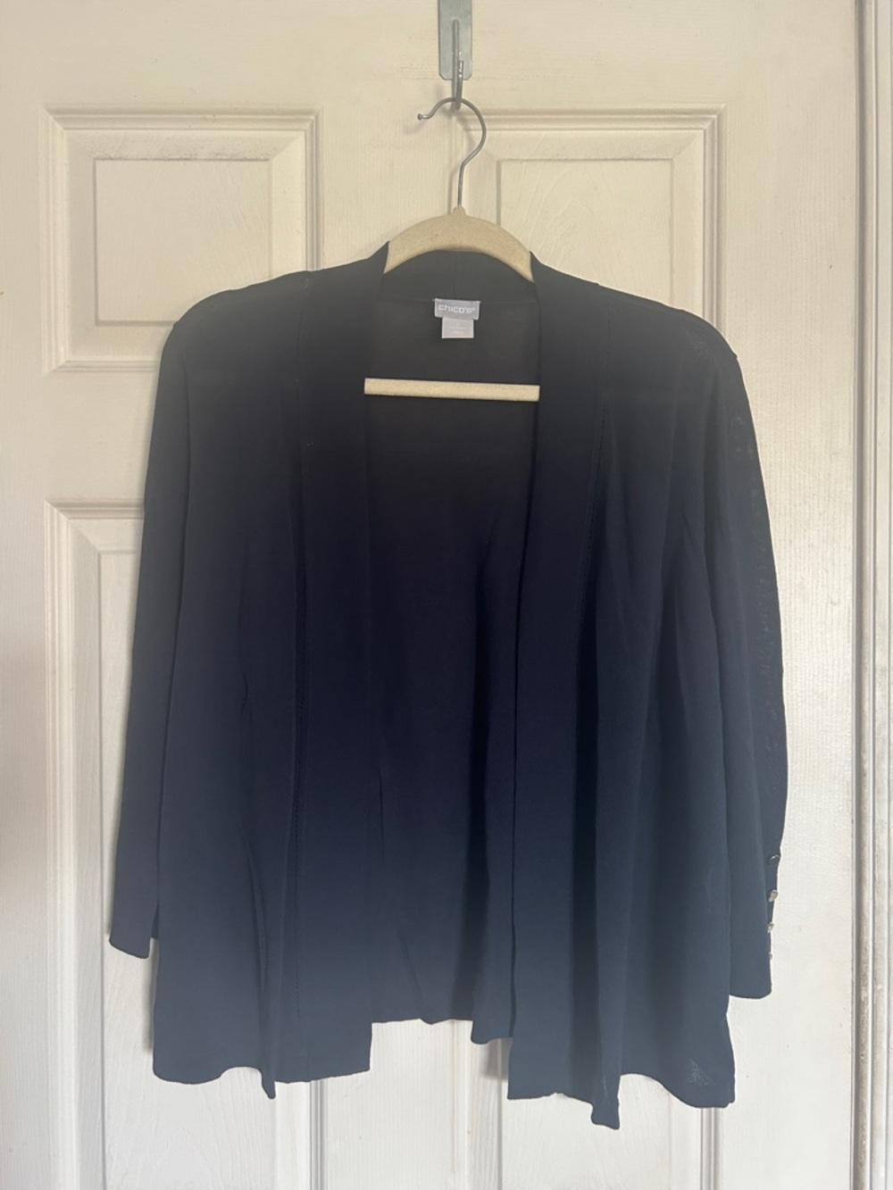 Chico's Black Draped Open-Front Cardigan